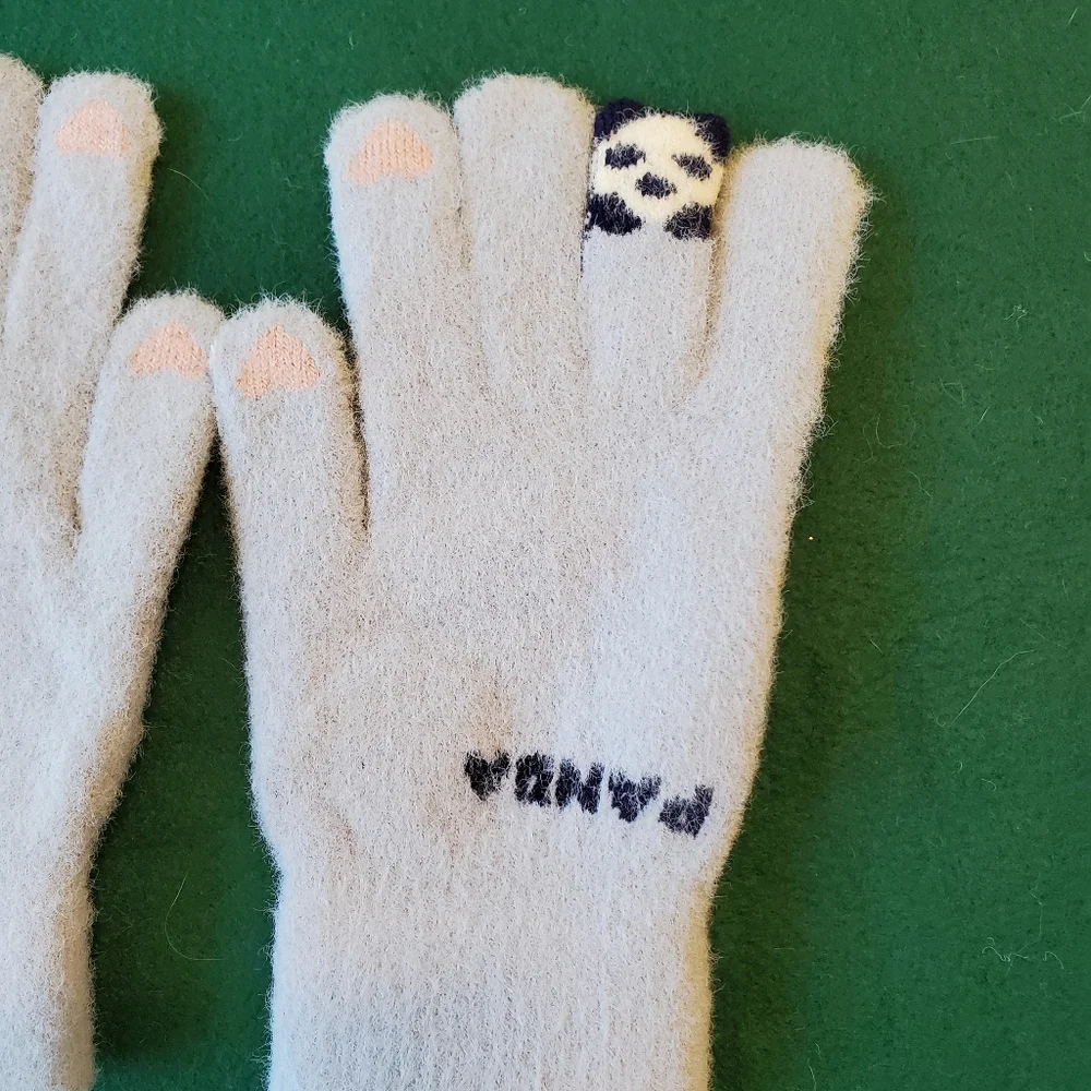 Touch screen cozy women's gloves - blue/gray
